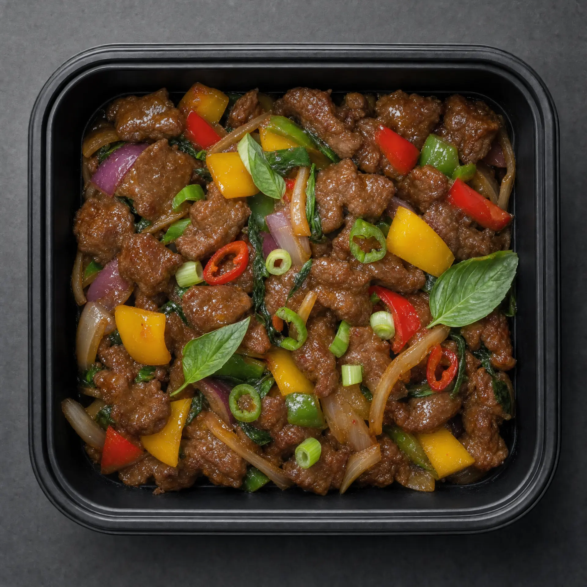 Bœuf basilic sauce piquante