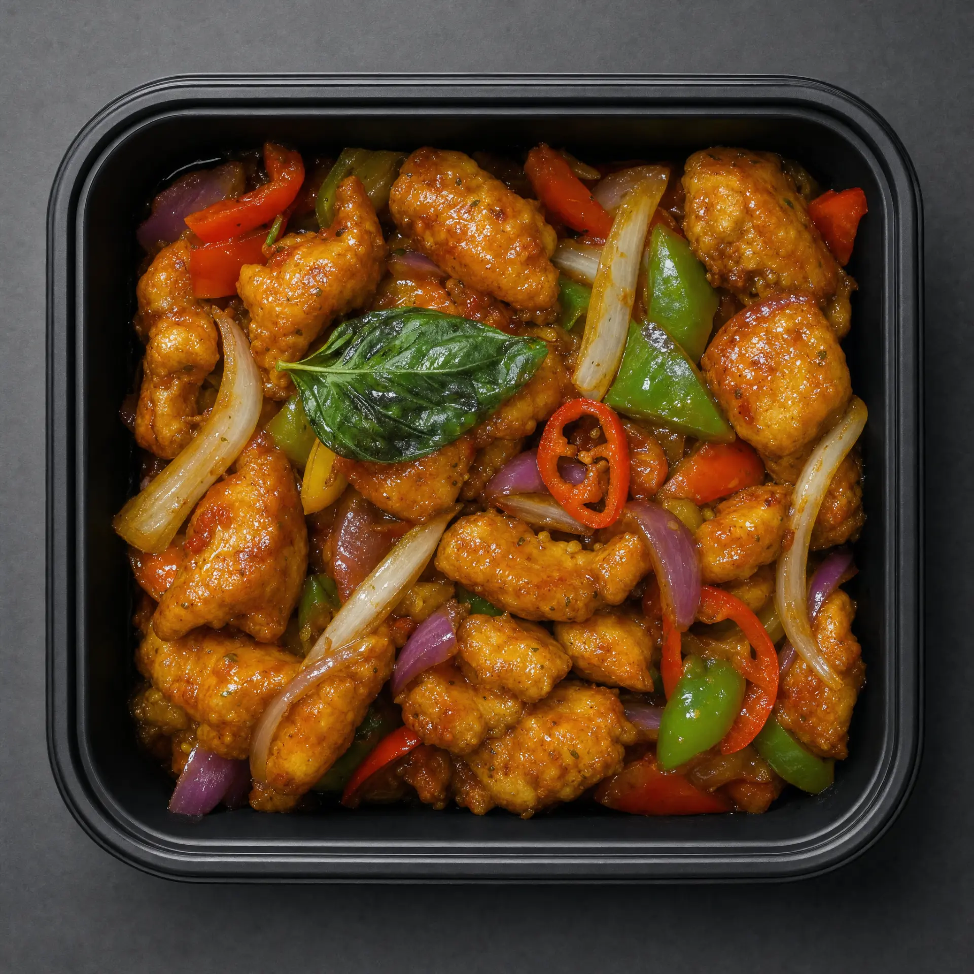 Poulet basilic sauce piquante
